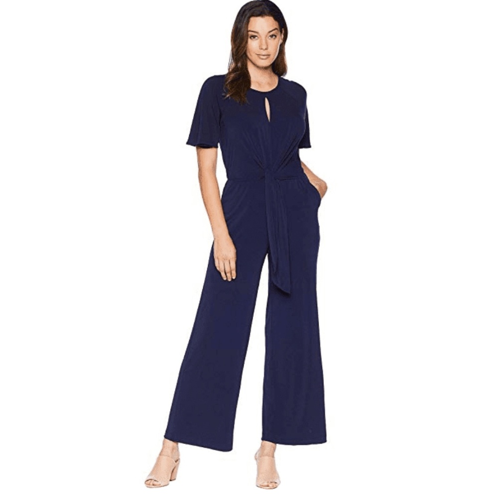 ECI Navy Wide Leg Jumpsuit